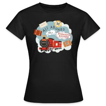 Harry Potter Hogwarts-Express Alle An Bord - Frauen T-Shirt - Schwarz - Vorne - AI Model Female 172 dark (172cm)