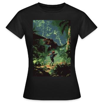 Dino Disaster - Women's T-Shirt - black - Front - AI Model Female 172 dark (172cm)