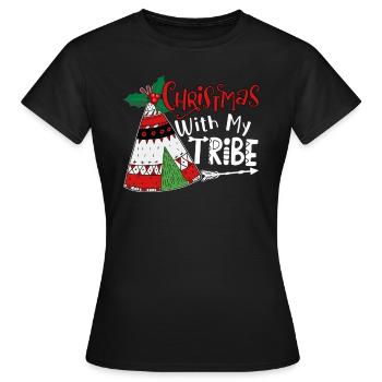 Noël avec ma tribu - T-shirt Femme - noir - Devant - AI Model Female 172 dark (172cm)