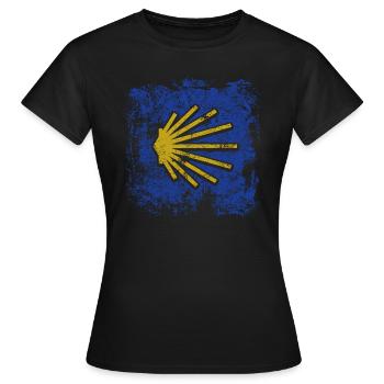 Camino - Camino de Santiago - Pèlerinage - Santiago - T-shirt Femme - noir - Devant - AI Model Female 172 dark (172cm)