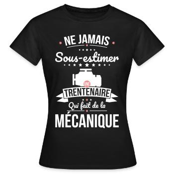 Sous-estimer trentenaire qui fait de la mécanique - T-shirt Femme - noir - Devant - AI Model Female 172 dark (172cm)
