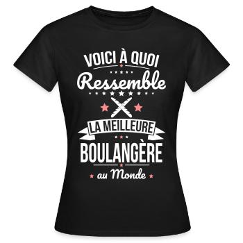 Voici à quoi ressemble la meilleure boulangère - T-shirt Femme - noir - Devant - AI Model Female 172 dark (172cm)