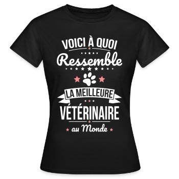 Voici à quoi ressemble la meilleure vétérinaire - T-shirt Femme - noir - Devant - AI Model Female 172 dark (172cm)