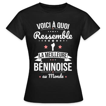 Voici à quoi ressemble la meilleure Béninoise - T-shirt Femme - noir - Devant - AI Model Female 172 dark (172cm)