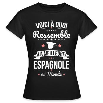 Voici à quoi ressemble la meilleure Espagnole - T-shirt Femme - noir - Devant - AI Model Female 172 dark (172cm)