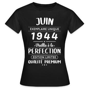 80th Anniversary - June 1944 Perfection - Women's T-Shirt - black - Front - AI Model Female 172 dark (172cm)