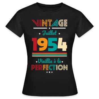 70th Anniversary - Vintage - July 1954 - Women's T-Shirt - black - Front - AI Model Female 172 dark (172cm)