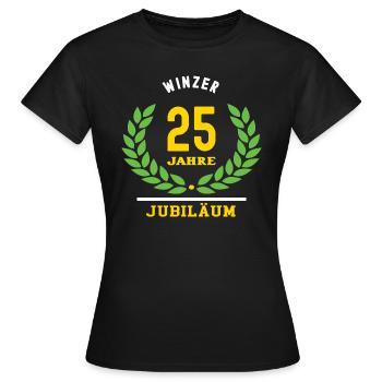 Winzer Jubiläum 25 Jahre 25 jähriges Jubilaeum 25. - Frauen T-Shirt - Schwarz - Vorne - AI Model Female 172 dark (172cm)