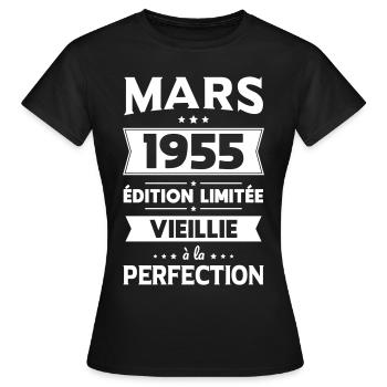 70th Anniversary - March 1955 Perfection - Women's T-Shirt - black - Front - AI Model Female 172 dark (172cm)