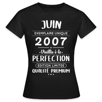 18th Birthday - June 2007 Perfection - Women's T-Shirt - black - Front - AI Model Female 172 dark (172cm)
