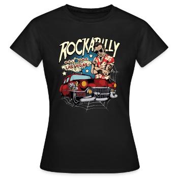 Rockabilly Las Vegas Rocker Vintage Voiture Classique - T-shirt Femme - noir - Devant - AI Model Female 172 dark (172cm)