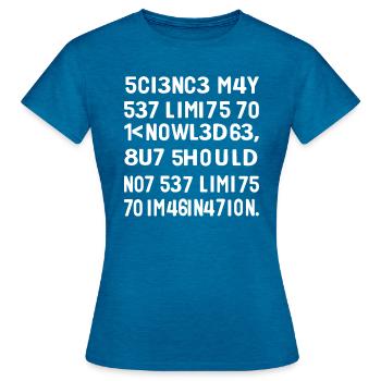 Science Imagination - Women's T-Shirt - antique blue sapphire heather - Front - AI Model Female 172 dark (172cm)