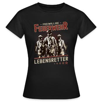 Freiwillige Feuerwehr Lebensretter - Frauen T-Shirt - Schwarz - Vorne - AI Model Female 172 dark (172cm)