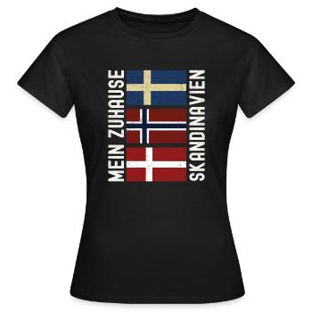 Skandinavien Rundreise - Frauen T-Shirt - Schwarz - Vorne - AI Model Female 172 dark (172cm)