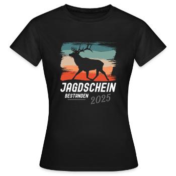 Jagdschein Bestanden 2025 - Frauen T-Shirt - Schwarz - Vorne - AI Model Female 172 dark (172cm)