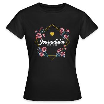 Journalistin mit Herz - Frauen T-Shirt - Schwarz - Vorne - AI Model Female 172 dark (172cm)