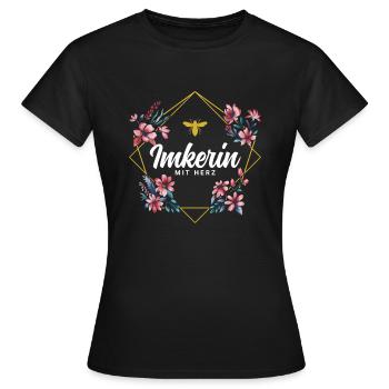 Imkerin mit Herz - Frauen T-Shirt - Schwarz - Vorne - AI Model Female 172 dark (172cm)