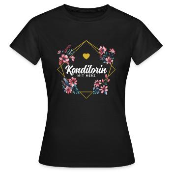 Konditorin mit Herz - Frauen T-Shirt - Schwarz - Vorne - AI Model Female 172 dark (172cm)