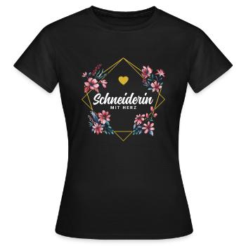 Schneiderin mit Herz - Frauen T-Shirt - Schwarz - Vorne - AI Model Female 172 dark (172cm)