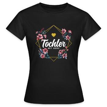 Tochter mit Herz - Frauen T-Shirt - Schwarz - Vorne - AI Model Female 172 dark (172cm)