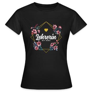 Lehrerin mit Herz - Frauen T-Shirt - Schwarz - Vorne - AI Model Female 172 dark (172cm)