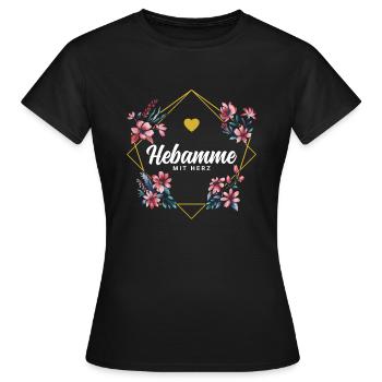 Hebamme mit Herz - Frauen T-Shirt - Schwarz - Vorne - AI Model Female 172 dark (172cm)