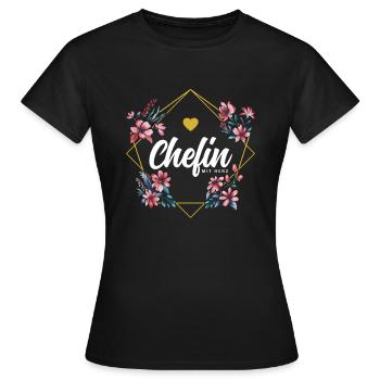 Chefin mit Herz - Frauen T-Shirt - Schwarz - Vorne - AI Model Female 172 dark (172cm)