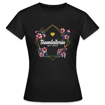 Teamleiterin mit Herz - Frauen T-Shirt - Schwarz - Vorne - AI Model Female 172 dark (172cm)