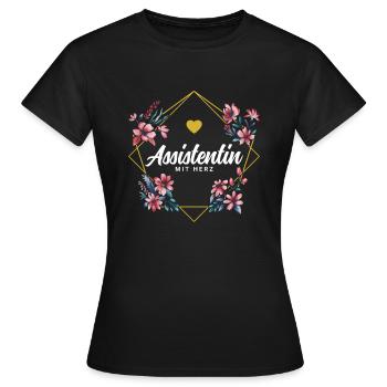 Assistentin mit Herz - Frauen T-Shirt - Schwarz - Vorne - AI Model Female 172 dark (172cm)
