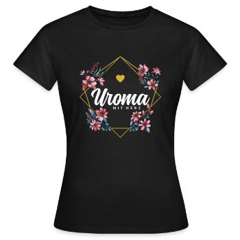 Uroma mit Herz - Frauen T-Shirt - Schwarz - Vorne - AI Model Female 172 dark (172cm)