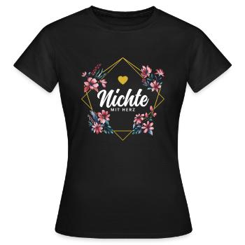 Nichte mit Herz - Frauen T-Shirt - Schwarz - Vorne - AI Model Female 172 dark (172cm)