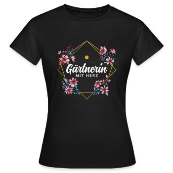 Gärtnerin mit Herz - Frauen T-Shirt - Schwarz - Vorne - AI Model Female 172 dark (172cm)