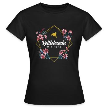 Reitlehrerin mit Herz - Frauen T-Shirt - Schwarz - Vorne - AI Model Female 172 dark (172cm)