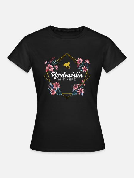 Pferdewirtin mit Herz - Frauen T-Shirt - Schwarz