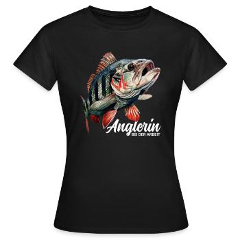 Anglerin - Frauen T-Shirt - Schwarz - Vorne - AI Model Female 172 dark (172cm)