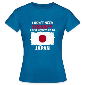 Japan - Frauen T-Shirt - Antikblaues Saphir meliert - Vorne - AI Model Female 172 dark (172cm)