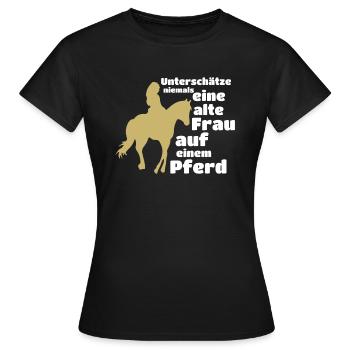 Pferd - Frauen T-Shirt - Schwarz - Vorne - AI Model Female 172 dark (172cm)