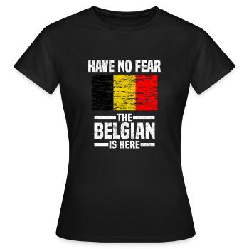 Belgique - T-shirt Femme - noir - Devant - AI Model Female 172 dark (172cm)