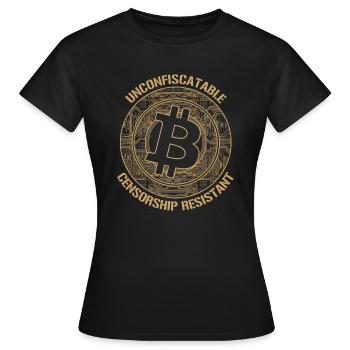 Bitcoin Unconfiscatable I BTC Censorship Resistant - Women's T-Shirt - black - Front - AI Model Female 172 dark (172cm)