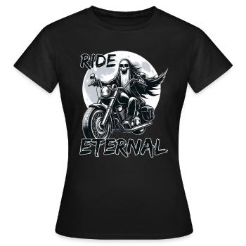 Ride Eternal: Die Quest des Skelett-Bikers - Frauen T-Shirt - Schwarz - Vorne - AI Model Female 172 dark (172cm)
