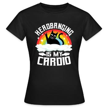 Heavy Metal Katzen Lustig Headbanging Katze - Frauen T-Shirt - Schwarz - Vorne - AI Model Female 172 dark (172cm)