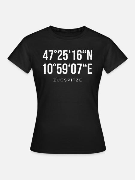 Koordinaten Zugspitze - Frauen T-Shirt - Schwarz