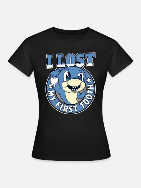 Erster Zahn Verloren Kind Geschenk Jungen Hai - Frauen T-Shirt - Schwarz