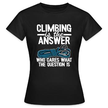 Klettern Ist Die Antwort Kletterer Bouldern Lustig - Frauen T-Shirt - Schwarz - Vorne - AI Model Female 172 dark (172cm)