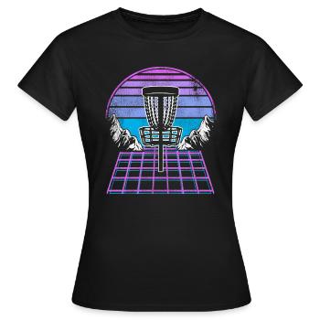 Disc Golf 80s Retrowave Vintage Frisbee Golf Hobby - T-shirt Femme - noir - Devant - AI Model Female 172 dark (172cm)