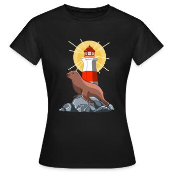 Seal at the lighthouse - Women's T-Shirt - black - Front - AI Model Female 172 dark (172cm)