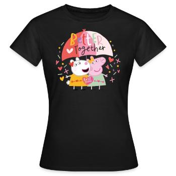 Peppa Wutz Und Luzie Locke Better Together - Frauen T-Shirt - Schwarz - Vorne - AI Model Female 172 dark (172cm)