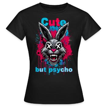 Lapin mignon mais psychique - T-shirt Femme - noir - Devant - AI Model Female 172 dark (172cm)