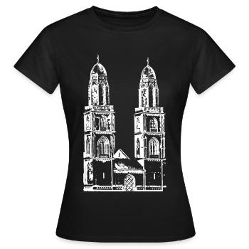 Zürich Grossmünster Großmünster - Frauen T-Shirt - Schwarz - Vorne - AI Model Female 172 dark (172cm)