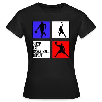 basketball basketball sleep eat basketball repeat - Frauen T-Shirt - Schwarz - Vorne - AI Model Female 172 dark (172cm)